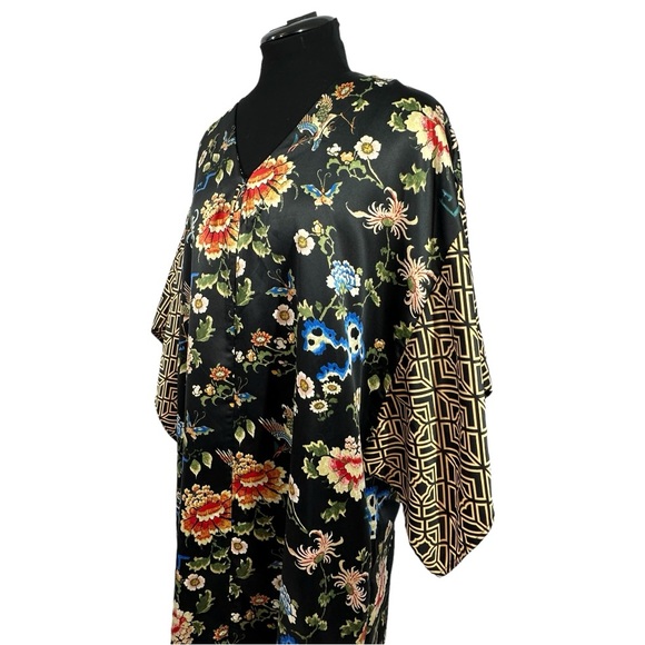 NWT Natori Black Floral Zip Caftan, Size M - Picture 6 of 13